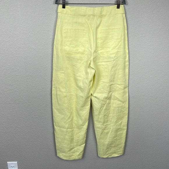 New Vince High Waist Tailored Utility Trouser Pants Pomelo Yellow Linen Sz 10 - Picture 8 of 16